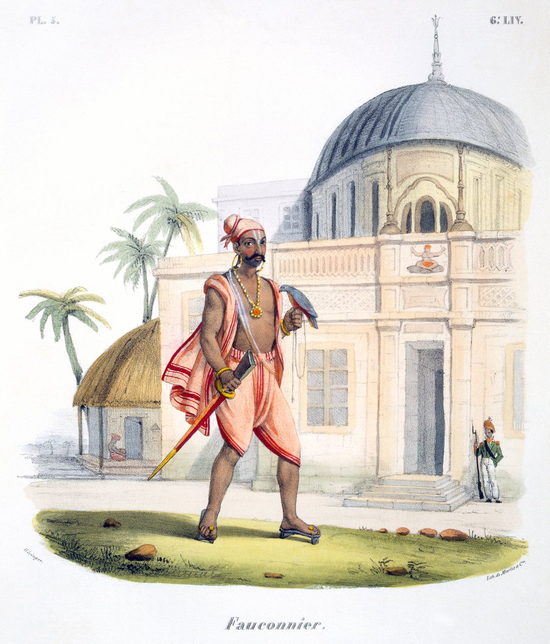 Sokolník se svým ptákem, 1827-35 od M.E. Burnouf