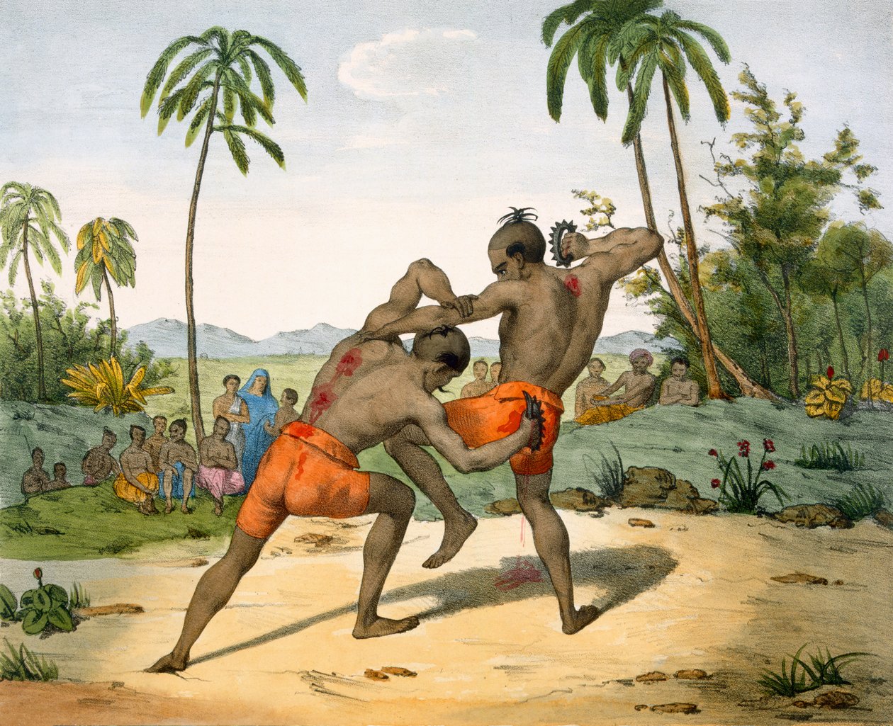 Zápasníci se zbraněmi, 1827-35 od M.E. Burnouf