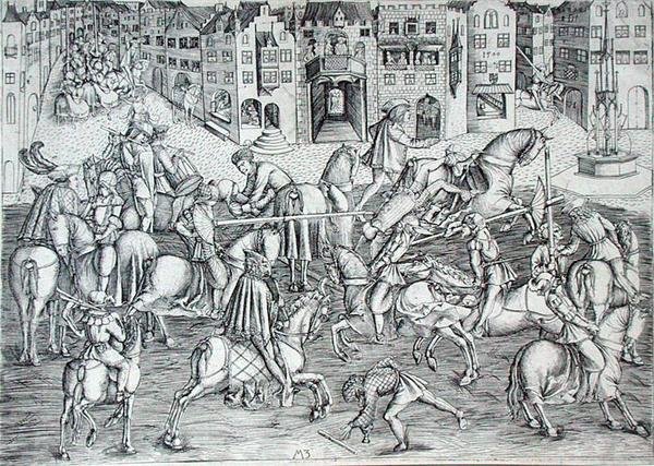 Turnaj, kolem roku 1500 (rytina) od MZ Master