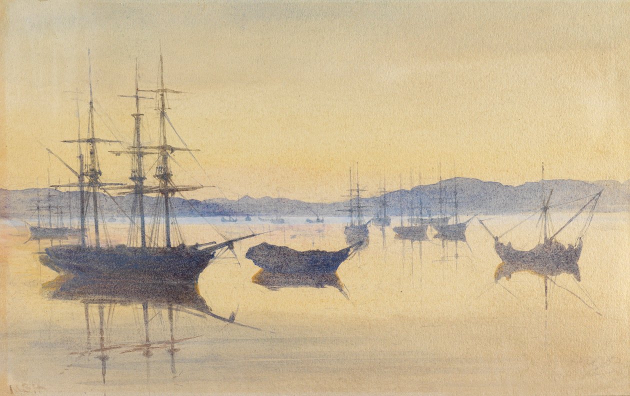 Západ slunce, Konstantinopol (čb na papíře) od M. Baillie Hamilton