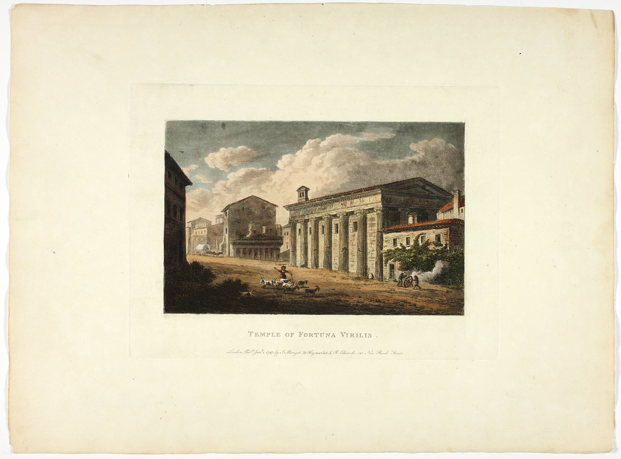 Chrám Fortuny Virilis, deska třicet čtyři z ruin Říma od M. Dubourg