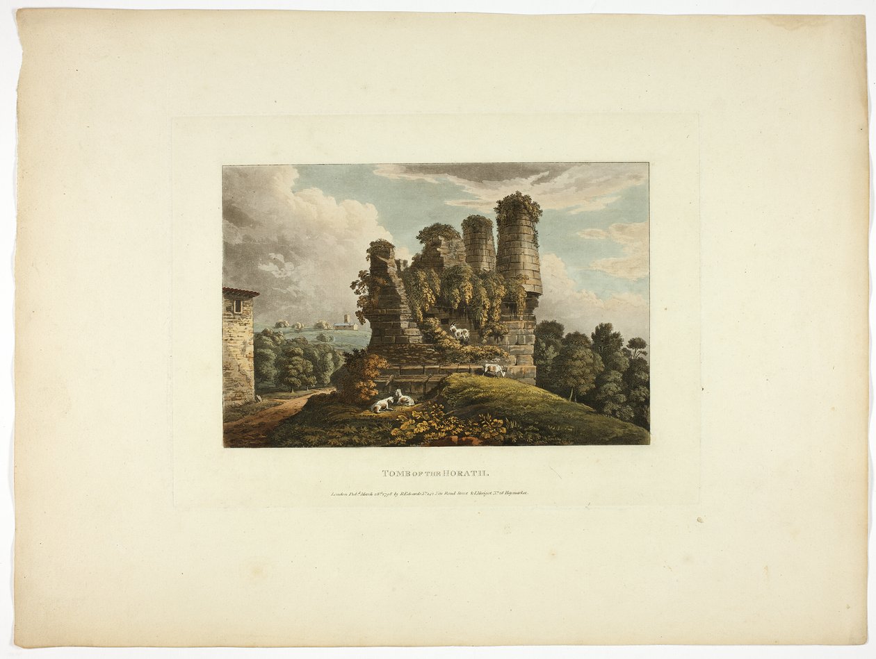 Horathova hrobka, šestá deska z Ruin Říma od M. Dubourg