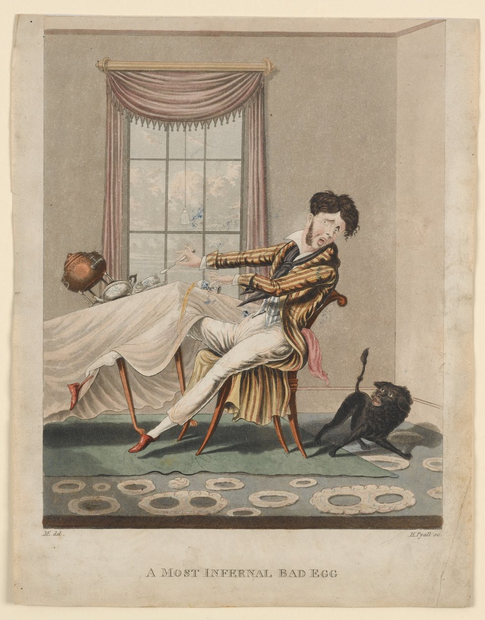 A Most Infernal Bad Egg, tisk H. Pyall, asi 1825 (ručně kolorovaná rytina) od M. Egerton