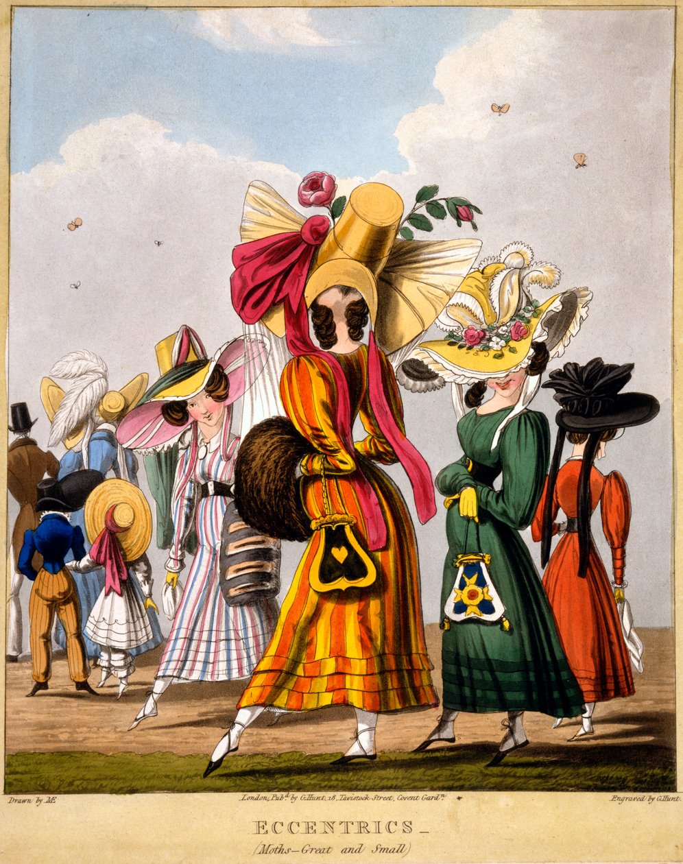 Výstředníci - můry (velké i malé), tisk George Hunt, 1827 (ručně kolorovaná rytina) od M. Egerton