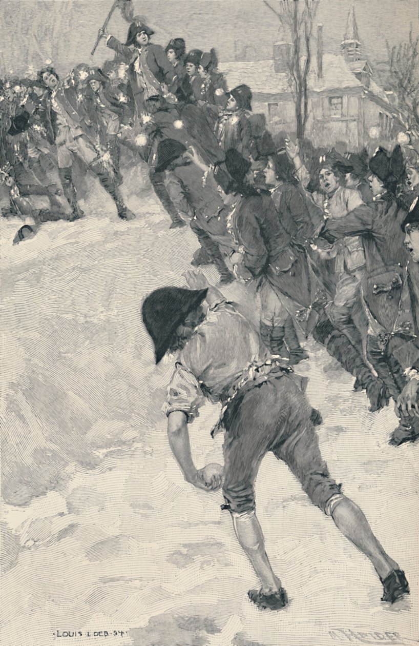 Bonaparte útočí na sněhové pevnosti ve škole v Brienne, 1896 od M. Haider