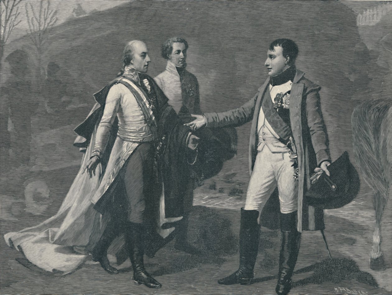 Setkání Napoleona a Františka I. po Slavkově, 1805, 1896 od M. Haider