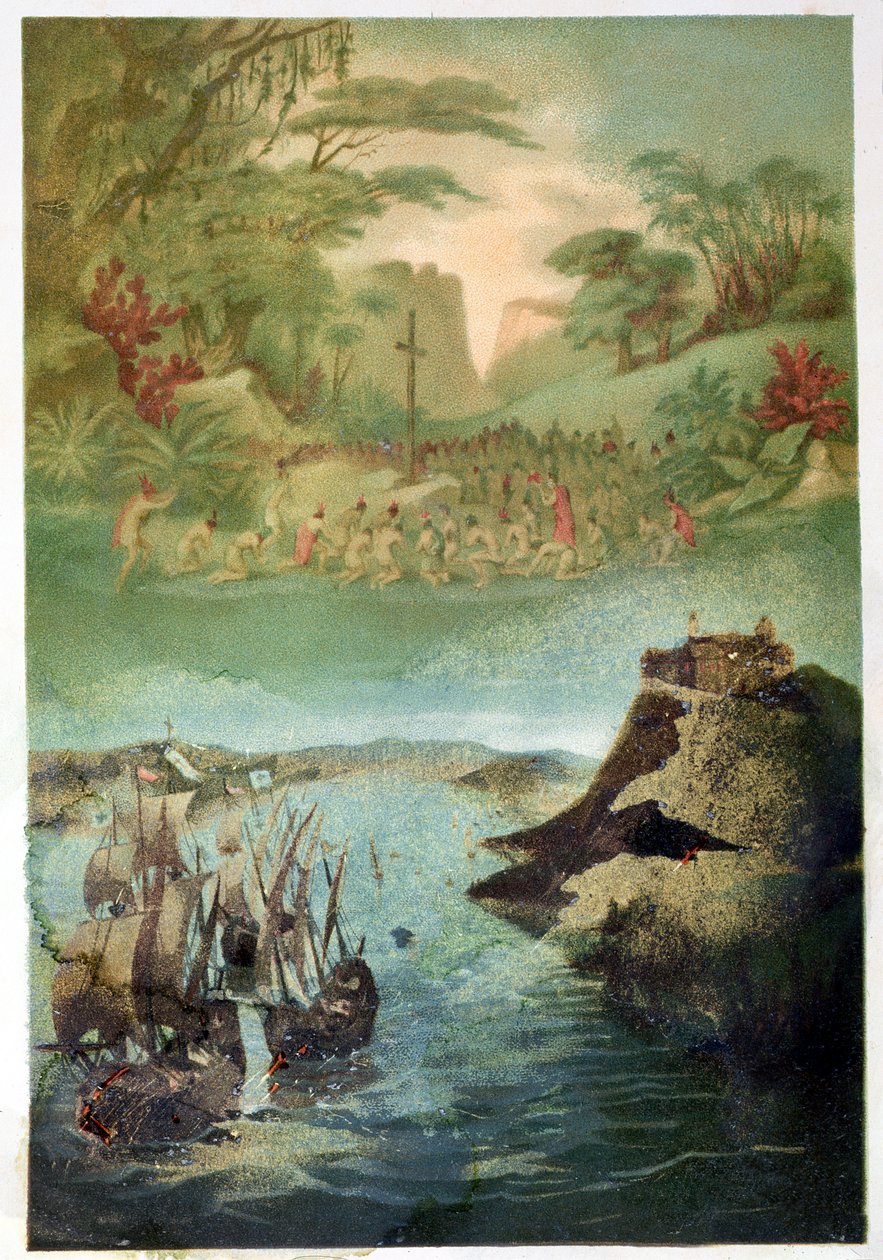 Evangelizace indické populace a plavba Kryštofa Kolumba (1451-1506) 1892 od M. Houssot