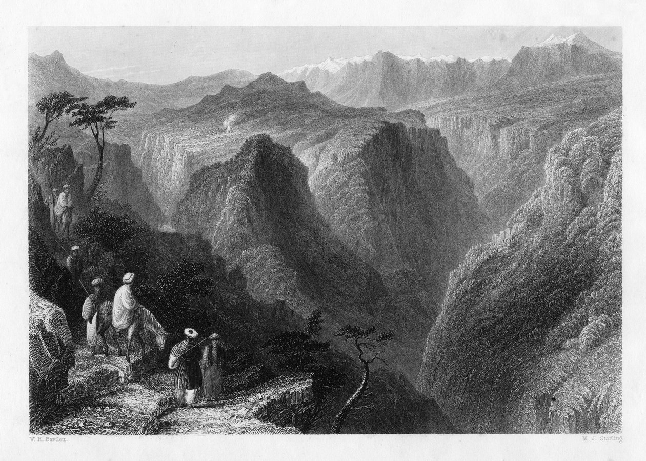 Mount Lebanon, nad údolím Kedesha, nebo Holy Valley, Libanon, 1841. od M. J. Starling