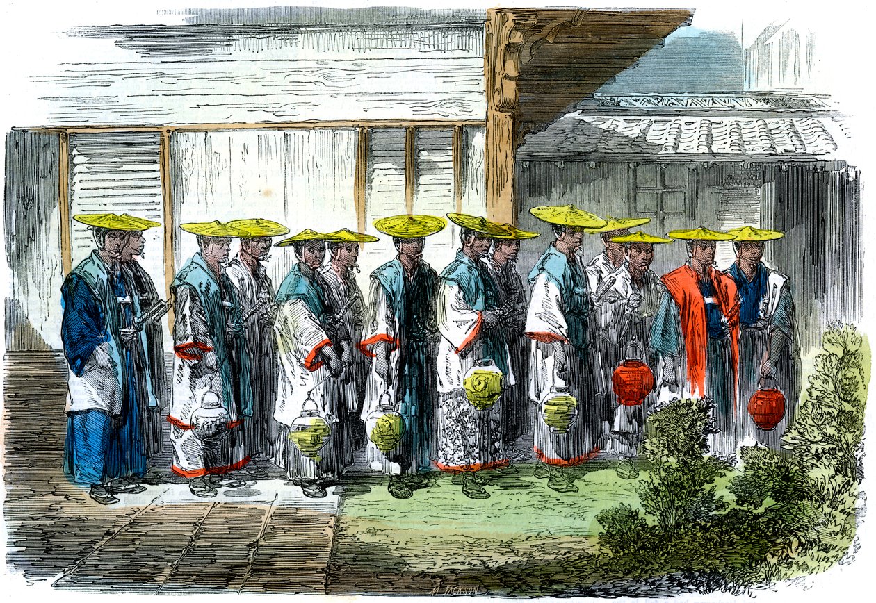 Noční stráž v Jeddo Edo, Japonsko, 1864. od M. Jackson