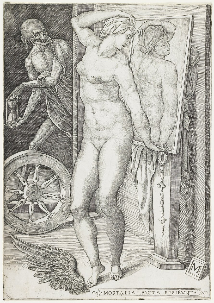 Smrt překvapující ženu, kolem 1490-1540 (rytina) od M Master