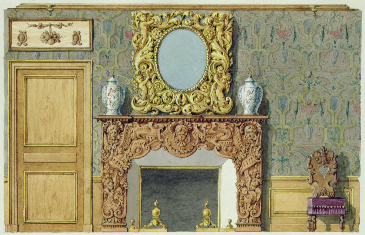 Komín v jídelně v rue Fortune, dům koupil Balzac v roce 1847 od M. Santi