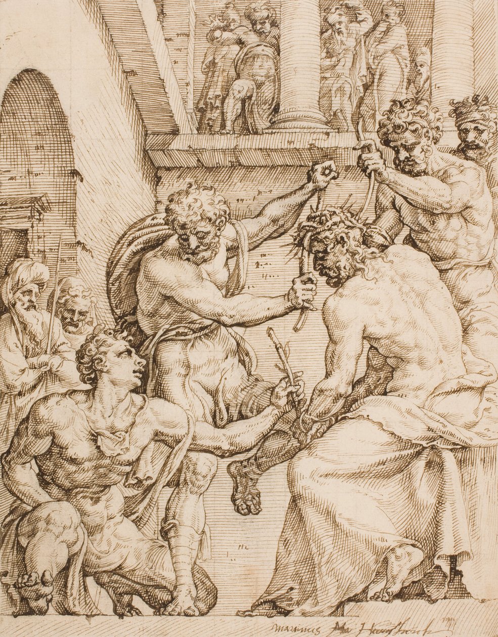 Kristus korunuje trny od Maarten van Heemskerck