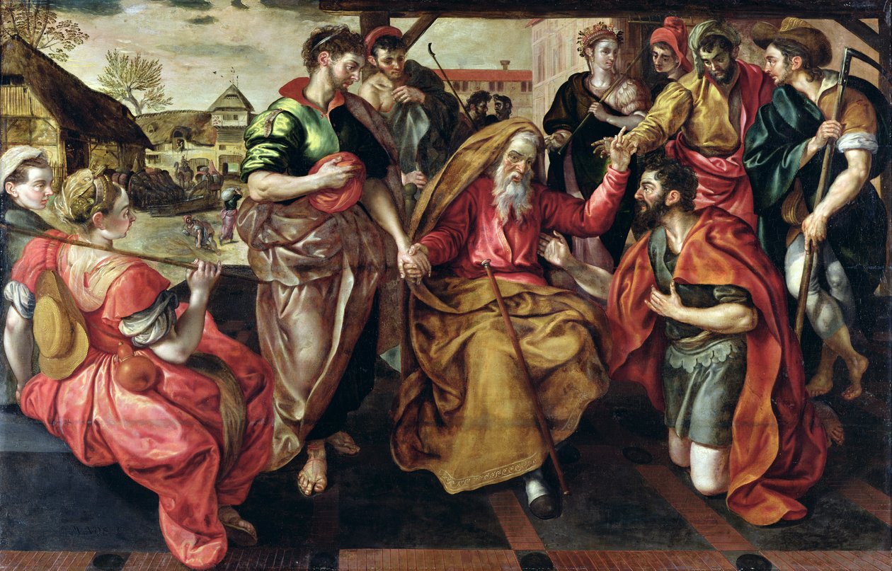 Eliezer žádá Rebeku o ruku Izáka, 1562 od Maarten de Vos