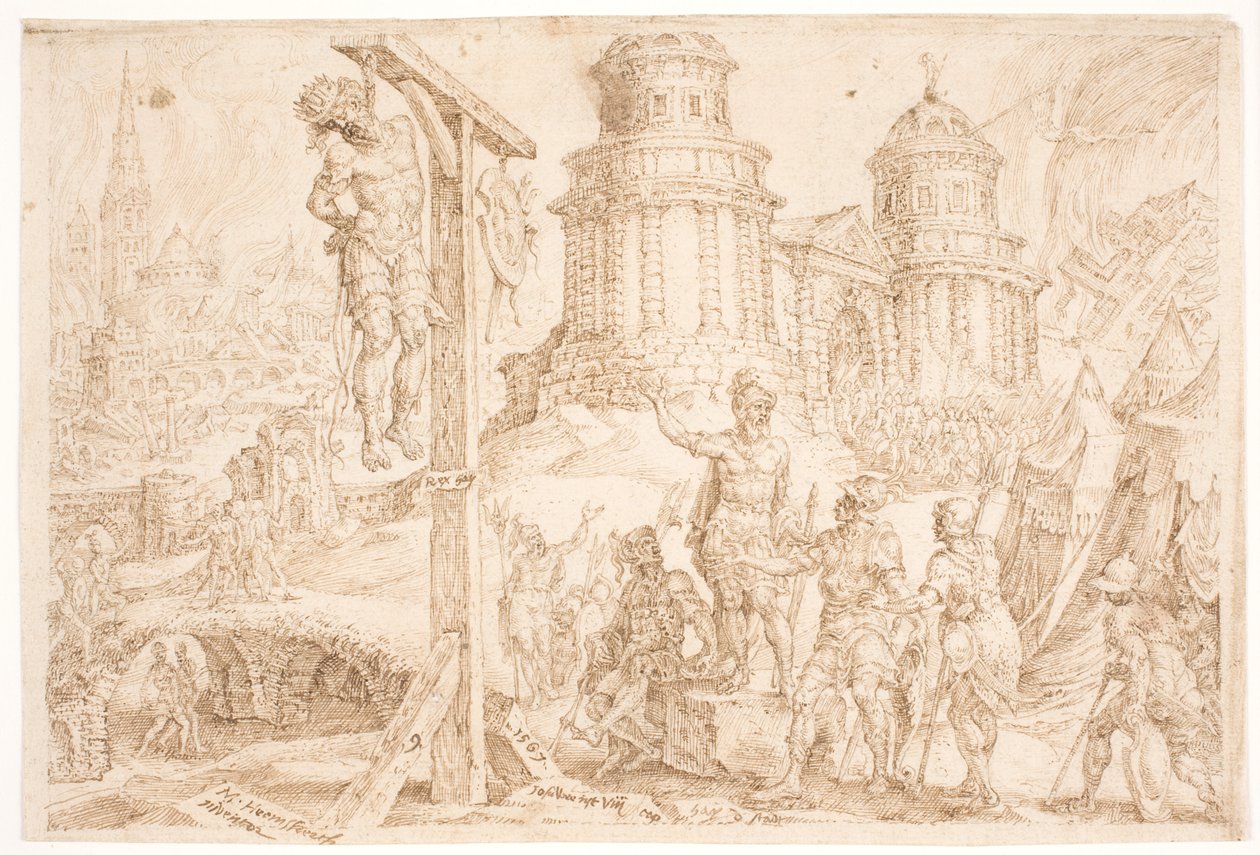 Zničení Aj a oběšení krále od Maarten van Heemskerck