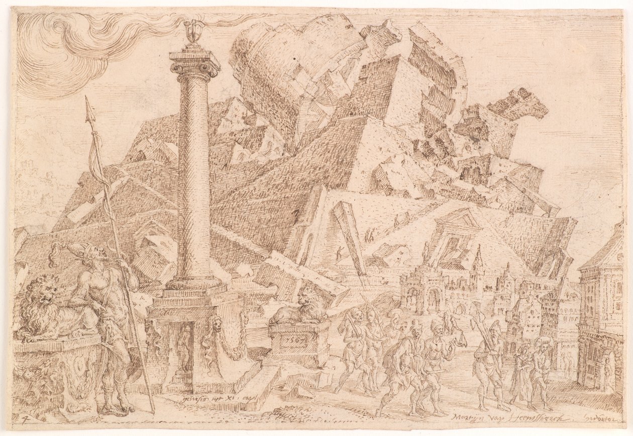 Zničení babylonské věže od Maarten van Heemskerck