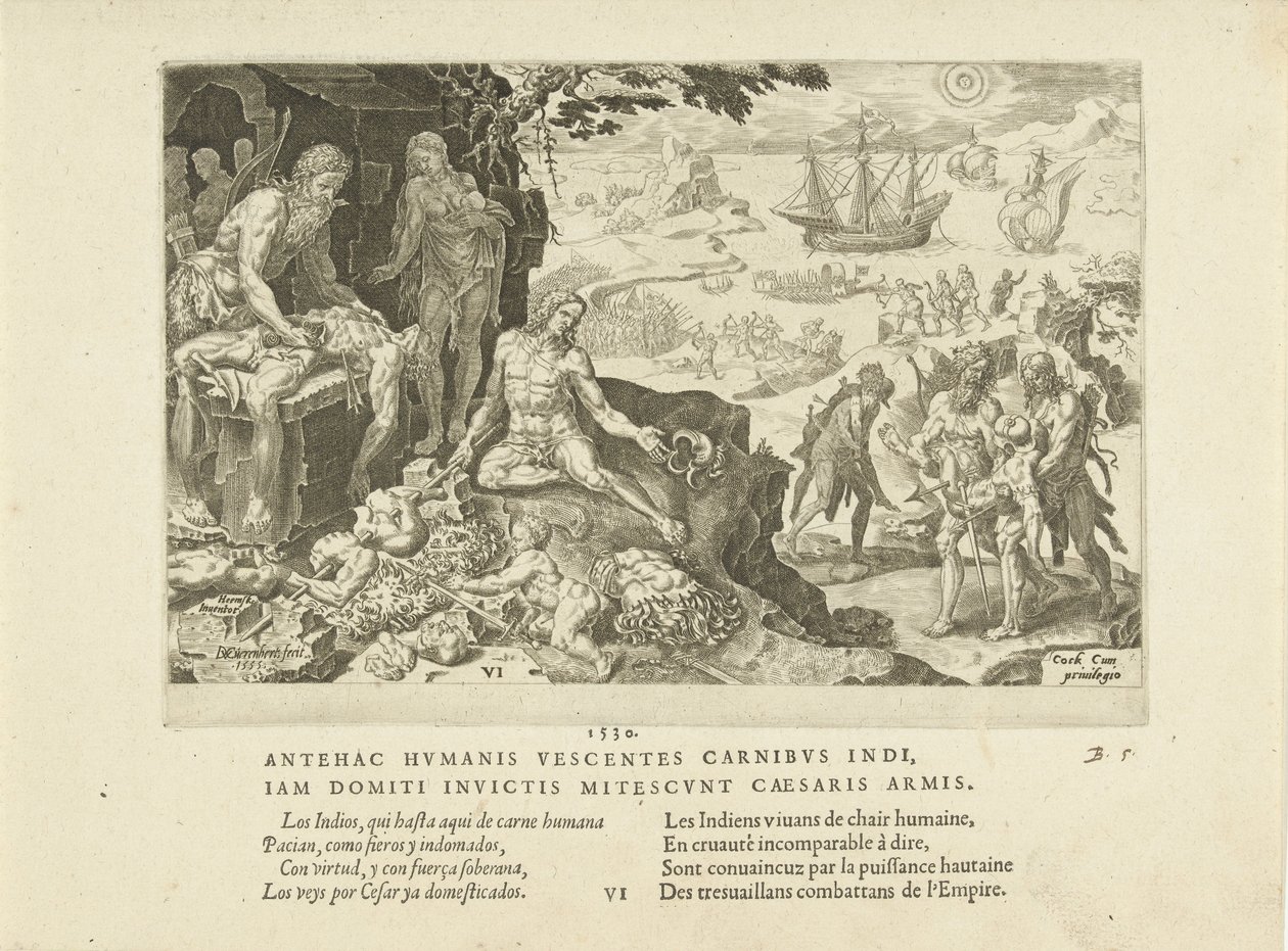Císařská vojska přinášejí indiánům civilizaci, 1555. od Maarten van Heemskerck