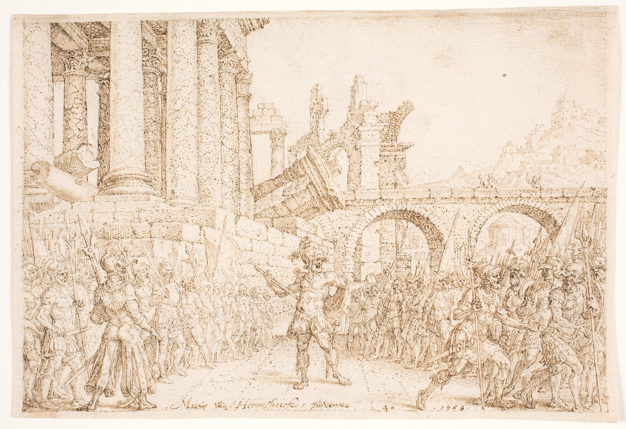 Izrael je rozdělen mezi Omri a Tibni od Maarten van Heemskerck
