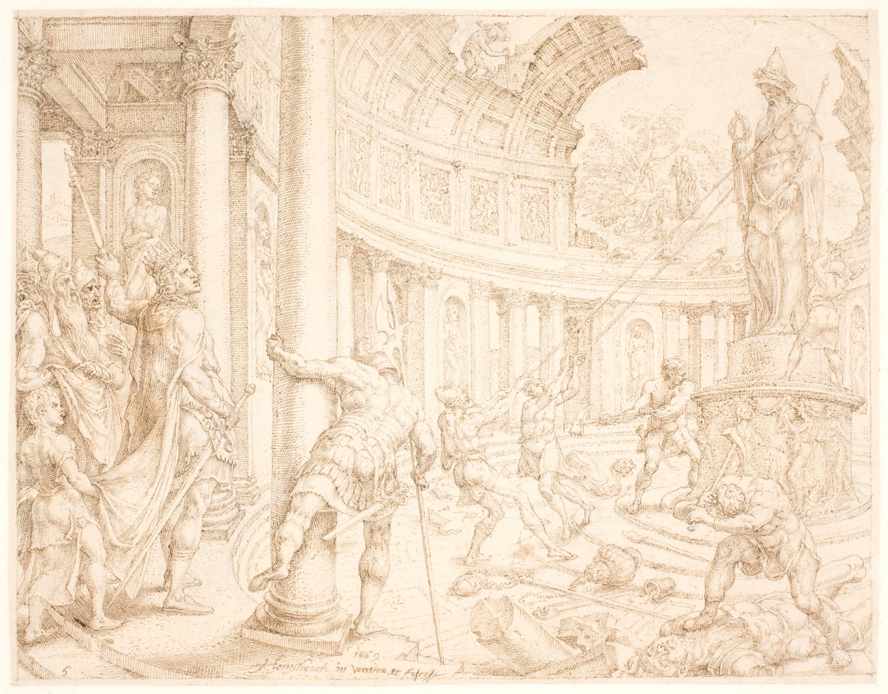 Josiah nařídil, aby byly kamenné sloupy Astarte, Chemosh a Milcom rozbity a pokáceny od Maarten van Heemskerck