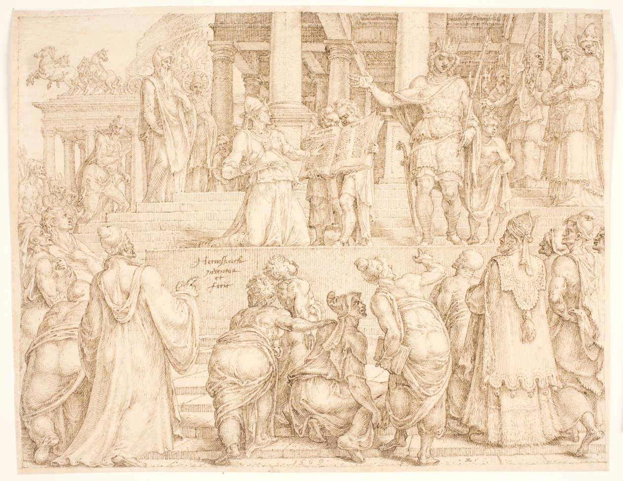 Obyvatelům Jeruzaléma se čte Kniha smlouvy od Maarten van Heemskerck