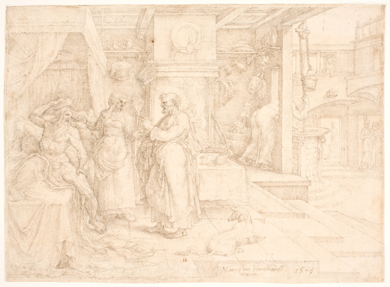 Petr uzdravuje ochrnutého Aenea od Maarten van Heemskerck