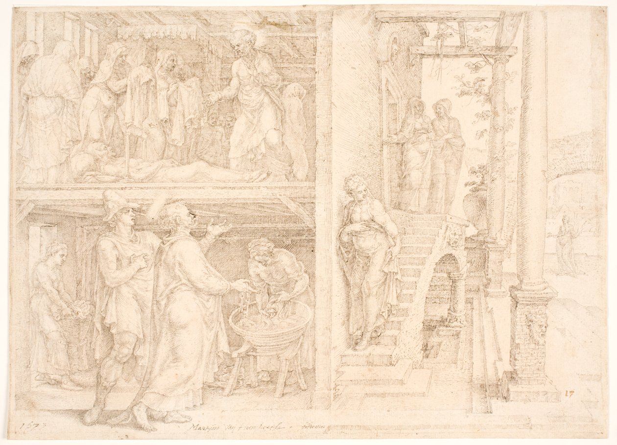 Peter probudí Tabithu od Maarten van Heemskerck