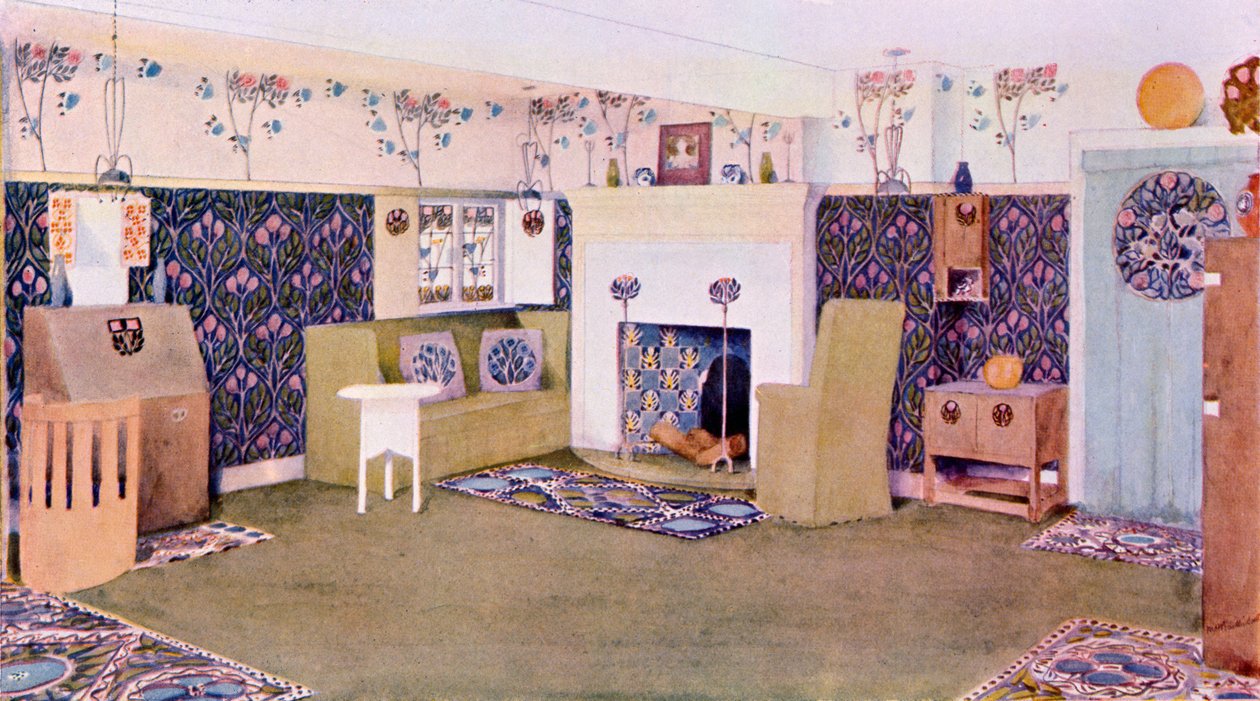 Design pro přijímací místnost ve Falkewoodu, kolem roku 1906 od Mackay Hugh Baillie Scott