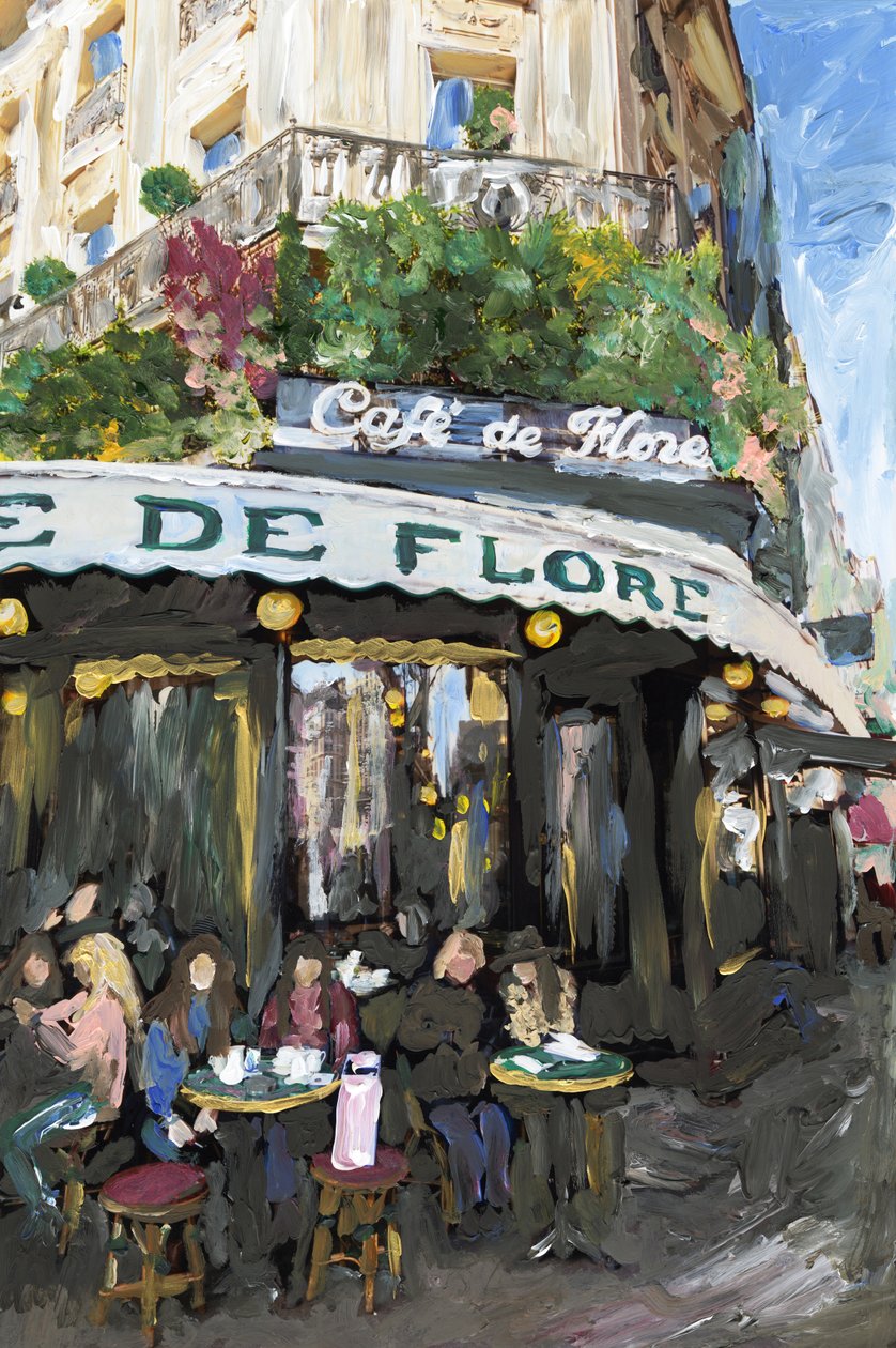 Café De Flore, 2019 (akrylová barva na archivním pigmentovém tisku) od Madeleine Gross
