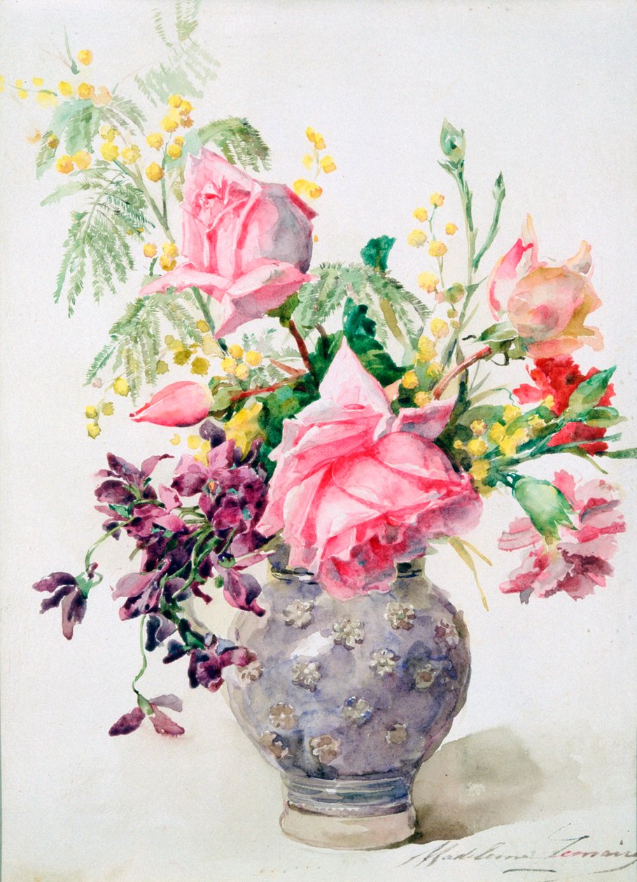 Váza s růžemi, c1865-1928 od Madeleine Jeanne Lemaire