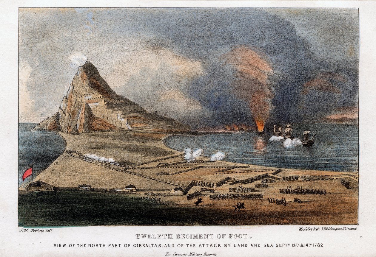 Dvanáctý pěší pluk, severní část Gibraltaru, 13. a 14. září 1782 od Madeley