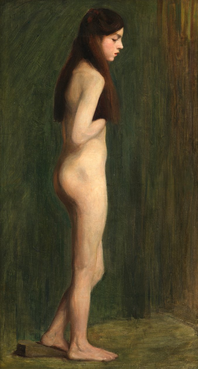 Studio Nude in Green (olej na plátně) od Madeline Emily Green