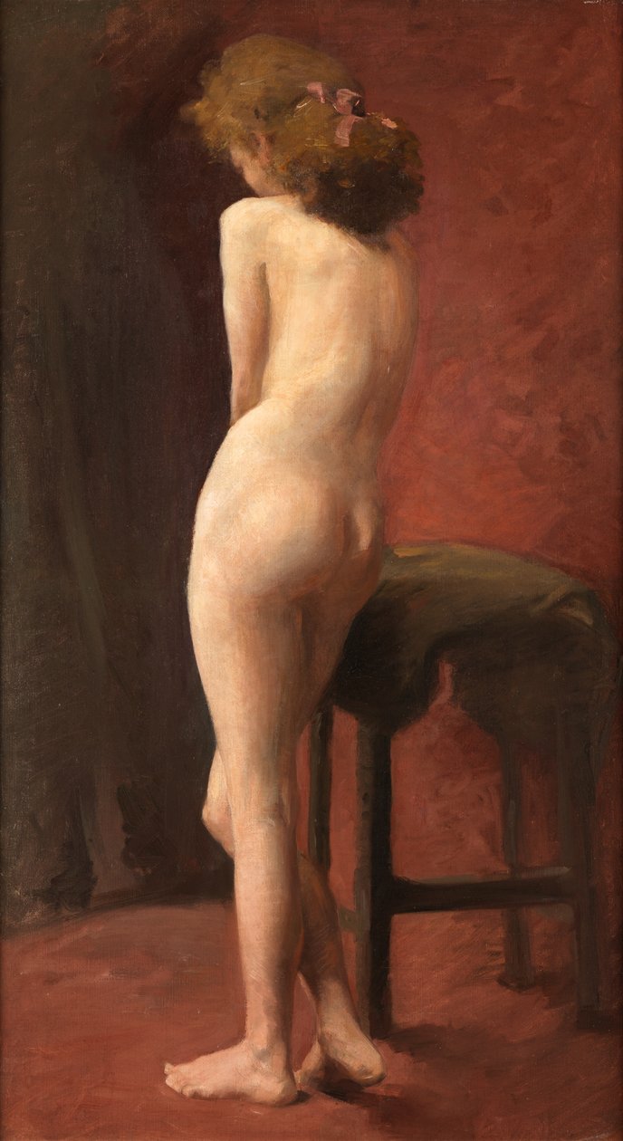 Studio Nude in Red (olej na plátně) od Madeline Emily Green