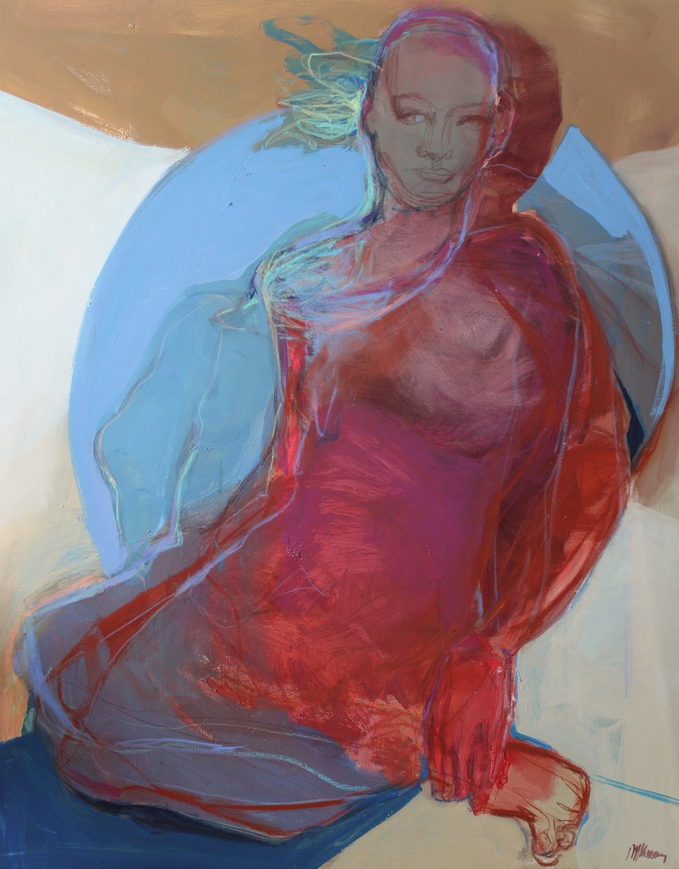 Revealed To Herself, 2025 (akryl a pastel na plátně) od Madgalena Morey