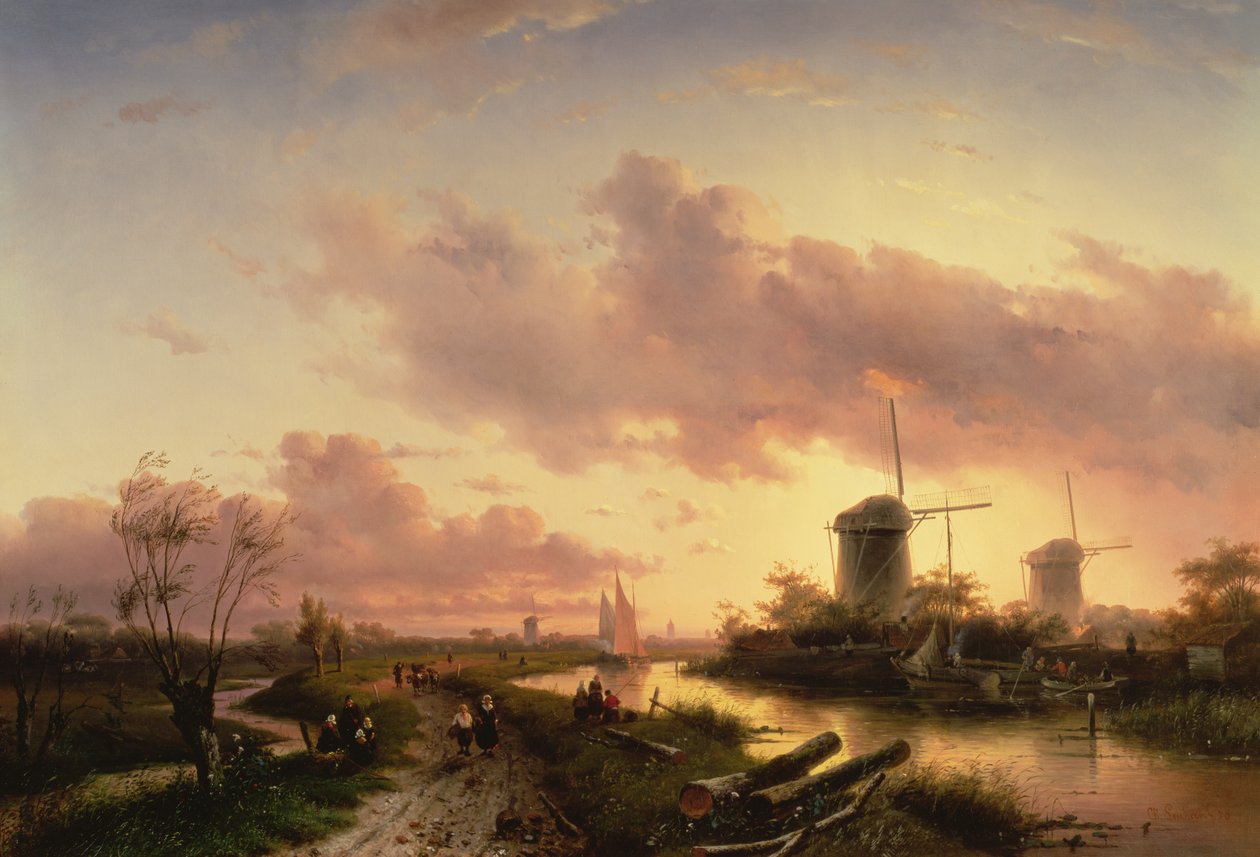 Ústí řeky s postavami opravujícími loď, 17. století od Maerten Fransz van der Hulst
