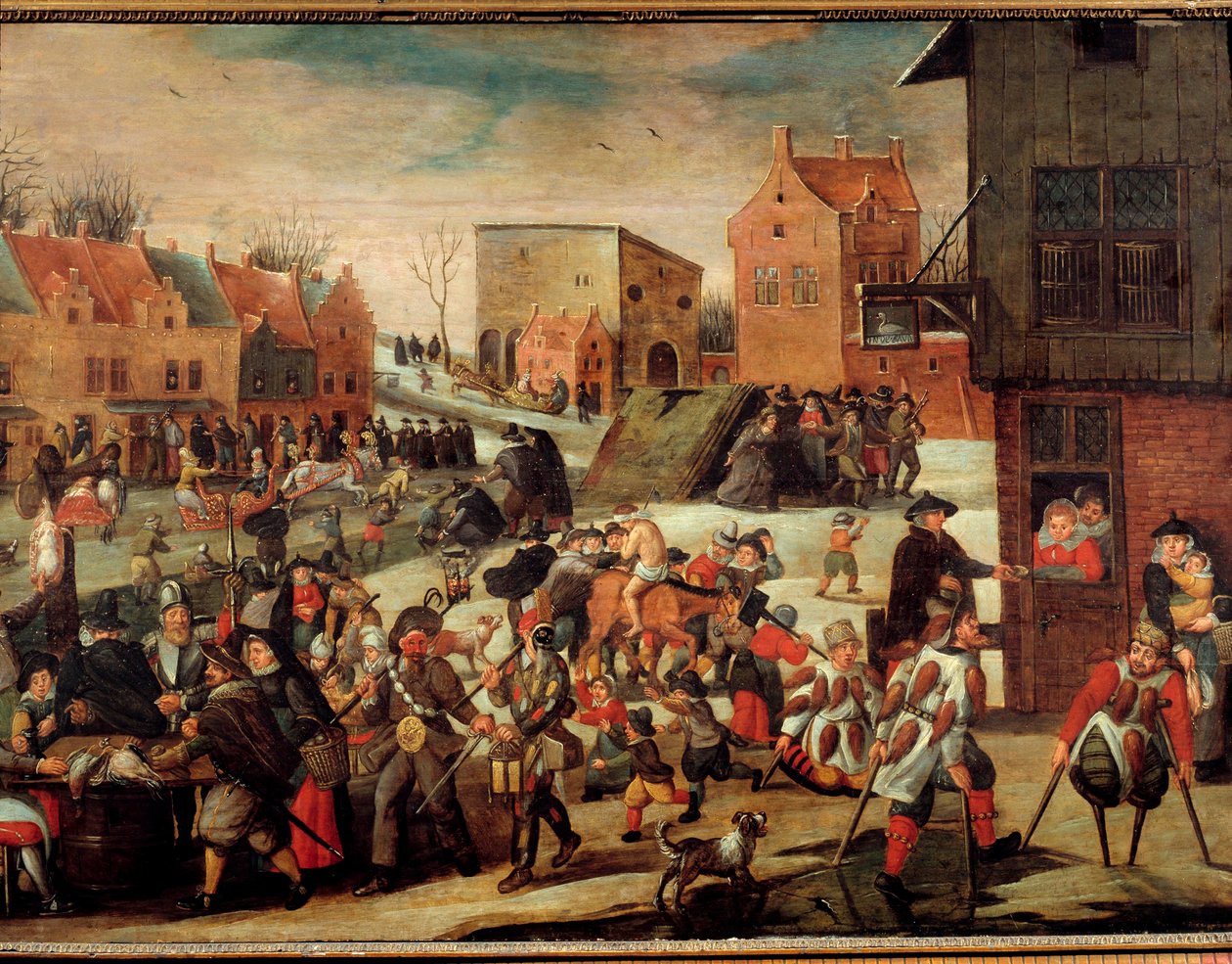 Mrzáci Dav chudých a nemohoucích ve městě (ve Flandrech?) (Soud zázraků). Obraz Martina van Cleve (1527-1581) Troyes 16. století, Musee des Beaux Arts od Maerten van Cleve