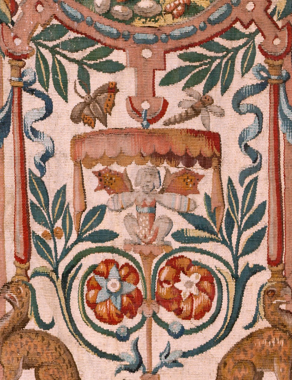 Diecézní muzeum (Diecézní muzeum). Vlámský gobelín. Brusel. Workshop Françoise Geubelse. Seriál Gideonův příběh. Izraelité odevzdávají svou část kořisti Gedeonovi. Hedvábí a vlna. Odkaz Bisho od Maerten van Heemskerck