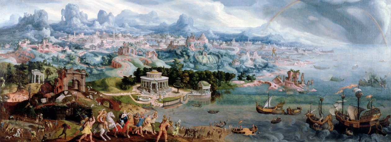 Panoramatická fantazie s únosem Heleny, 1535 od Maerten van Heemskerck