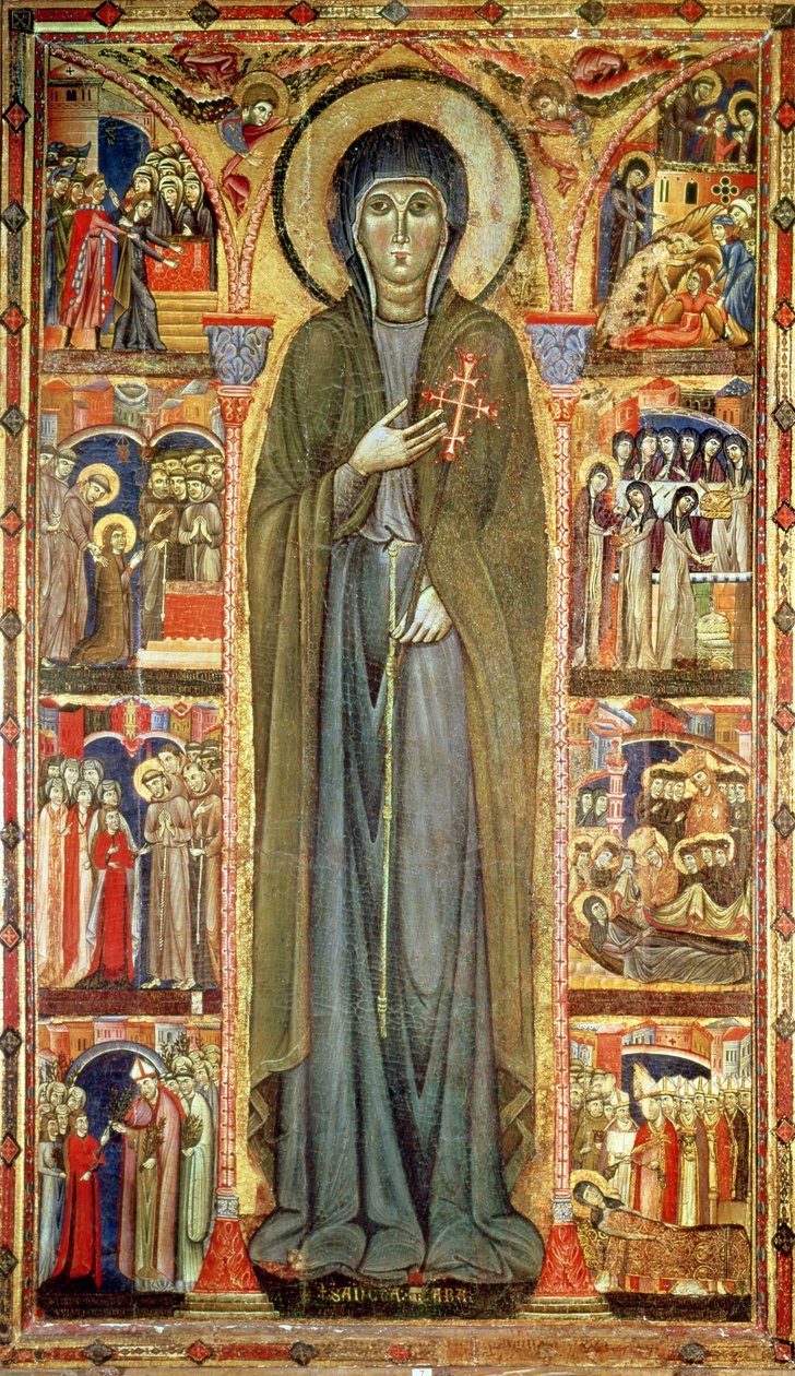 Svatá Klára se scénami z jejího života (tempera na panelu) od Maestro di Santa Chiara