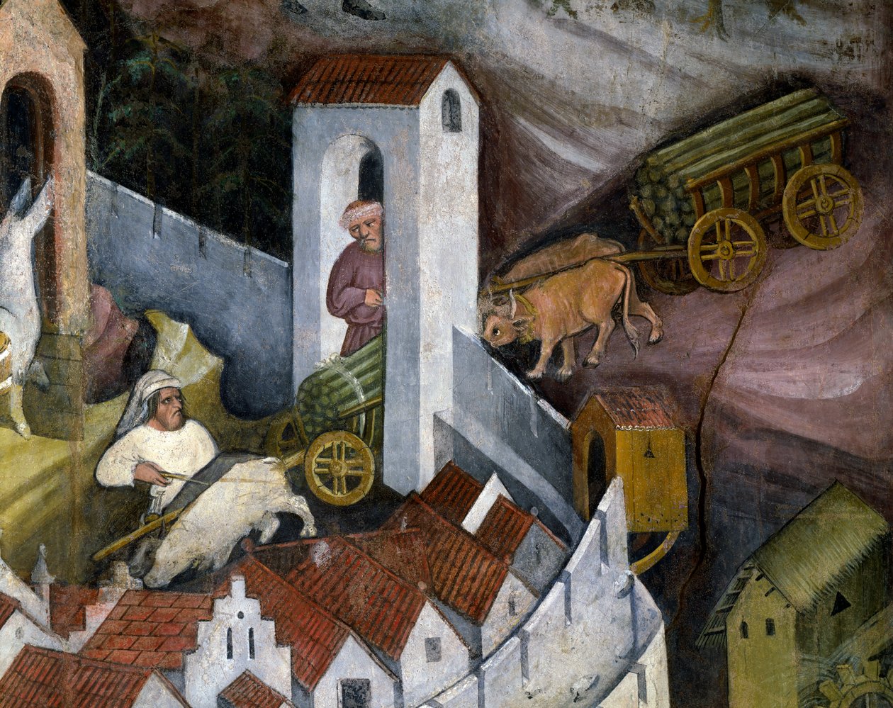 Těžba dřeva, detail z měsíce prosince, cyklus měsíců od Maestro (attr. to) Venceslao