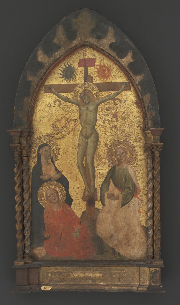 Kristus na kříži oplakávaný Pannou Marií a svatými Máří Magdalenou a Janem od Maestro Francesco