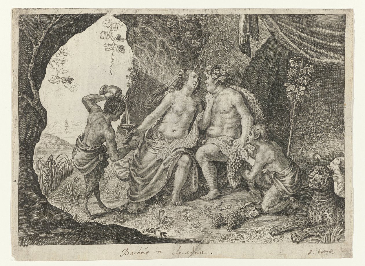 Sňatek Bakcha a Ariadny Metamorfózy Ovidia (název série) od Magdalena van de Passe (possibly)