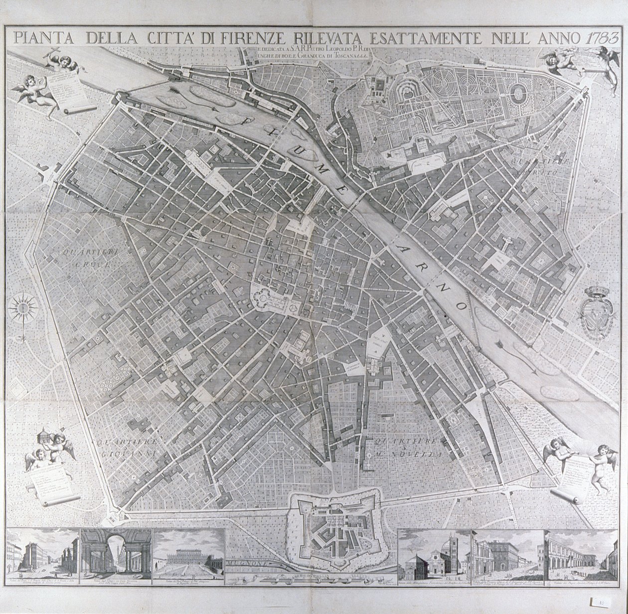 Mapa Florencie, 1783 od Magnelli