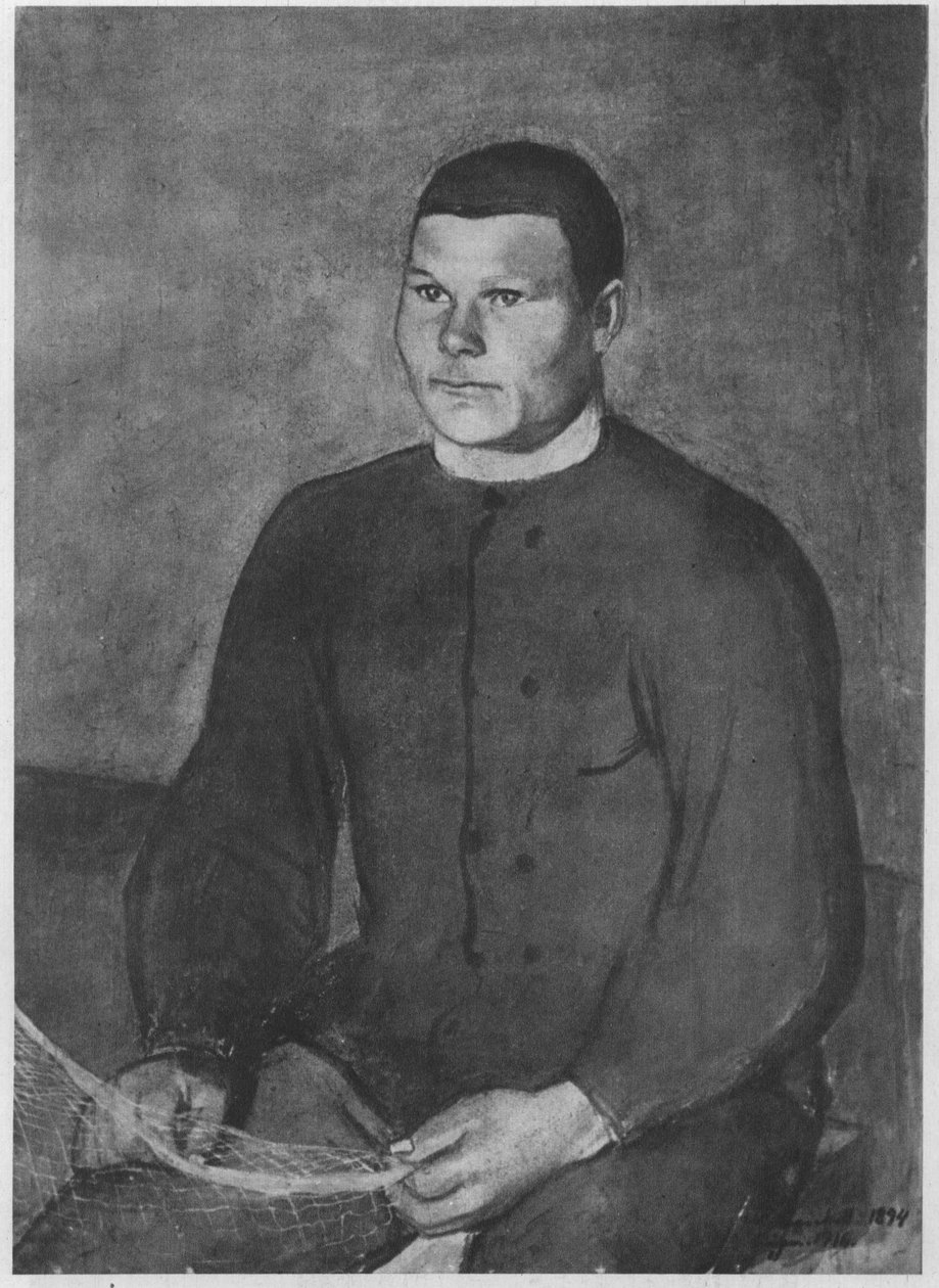 Muž pletení sítí. Popis podle zdrojů od Magnus Enckell