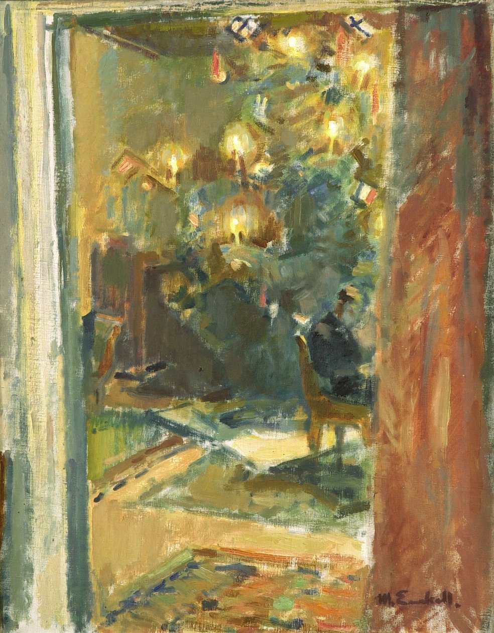 Vánoční strom v salonu Kilo Manor, počátek 20. let 20. století od Magnus Enckell