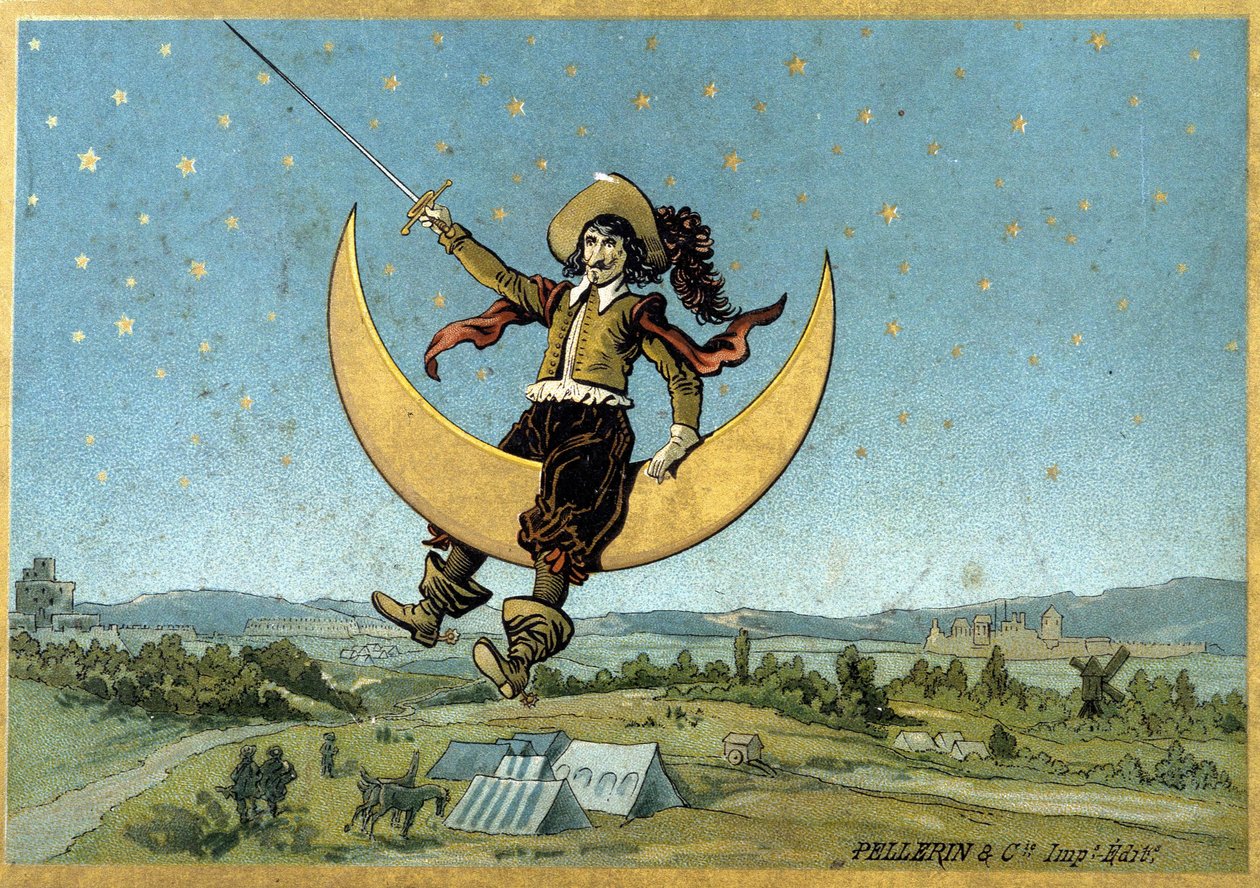 Ilustrace Cyrana de Bergeracu v jeho románu „Ostatný svět““ od Henri Maigrot