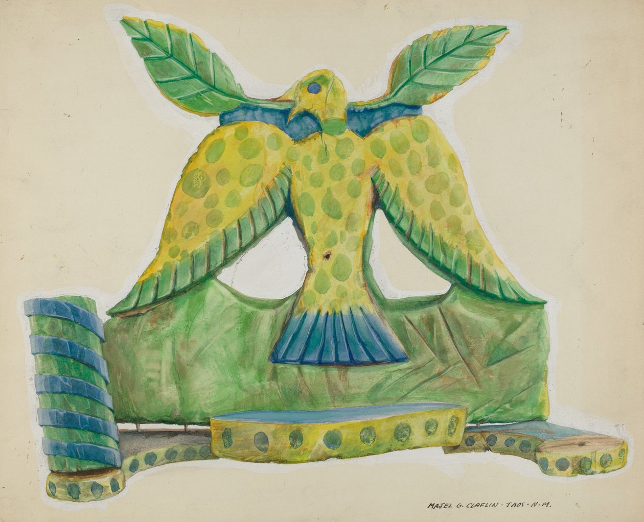 Malované dřevěné svícny, c. 1939. od Majel G. Claflin