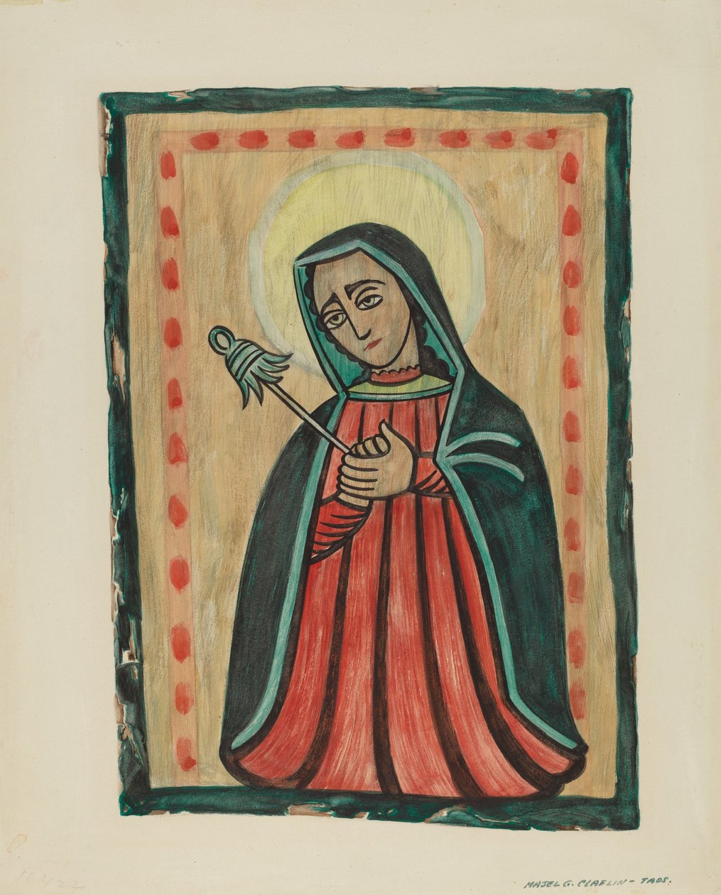 Oltářní obraz-Naše Paní Bolestná Nuestra Senora de los Siete Dolores, c. 1938. od Majel G. Claflin