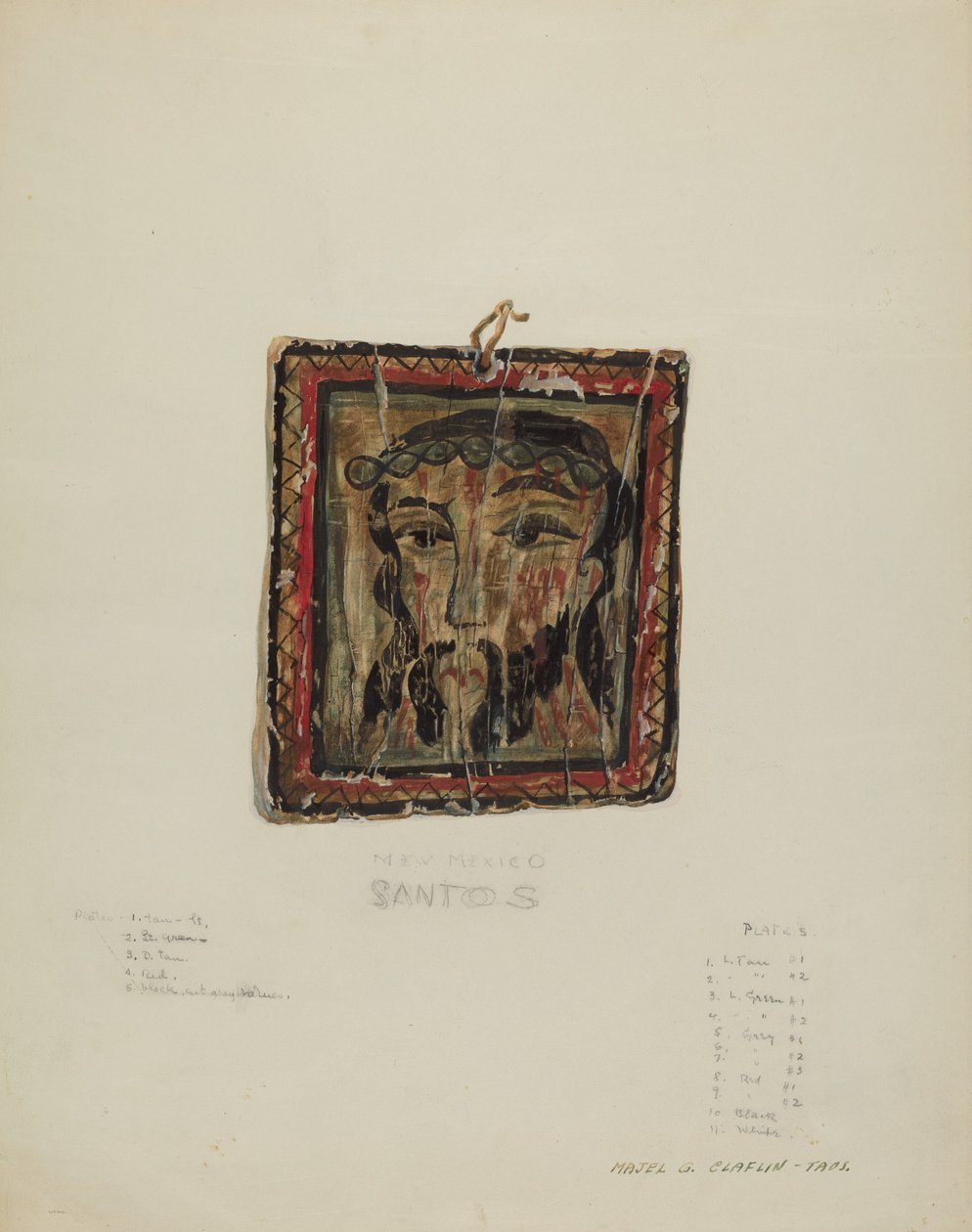 Malý Christo Head - Retablo, c. 1940. od Majel G. Claflin