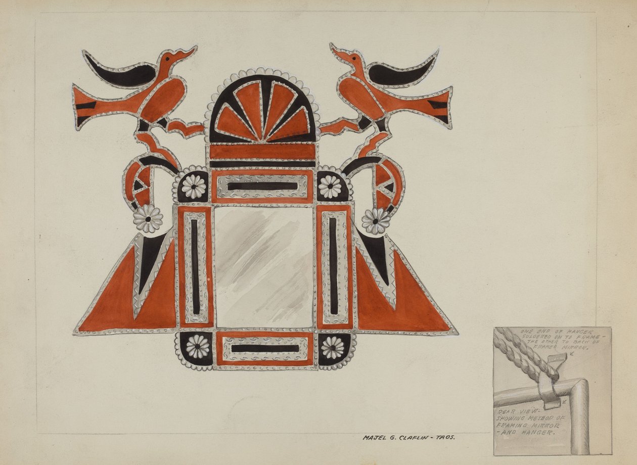 Plechový rám na zrcadlo, c. 1937. od Majel G. Claflin