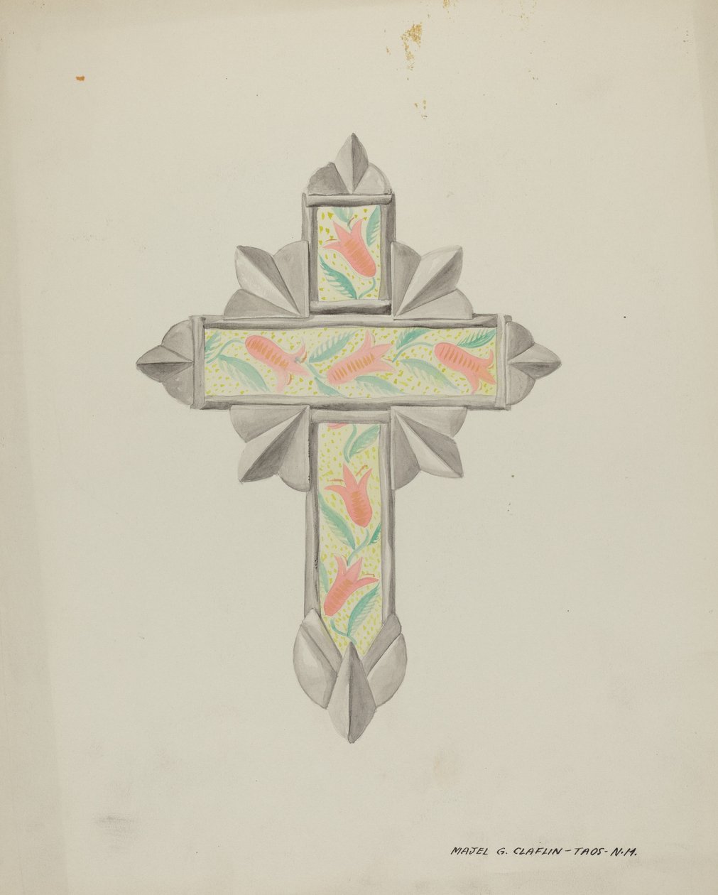 Cínový a tapetový kříž, c. 1937. od Majel G. Claflin
