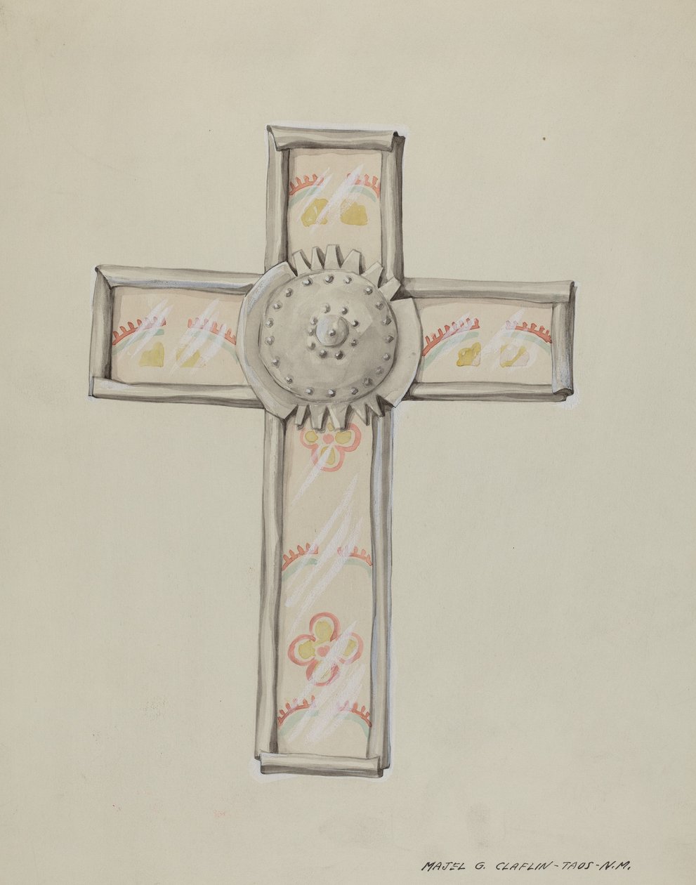Cínový a tapetový kříž, c. 1937. od Majel G. Claflin